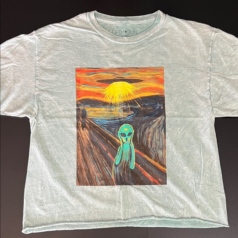 Fifth Sun Light Green Alien Graphic Tee